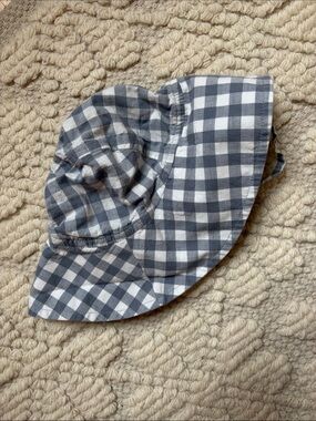 Baby Gingham Floppy Hat - Blue & White